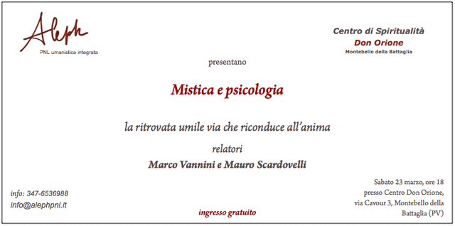 Mistica e psicologia Pavia 23 marzo 2013